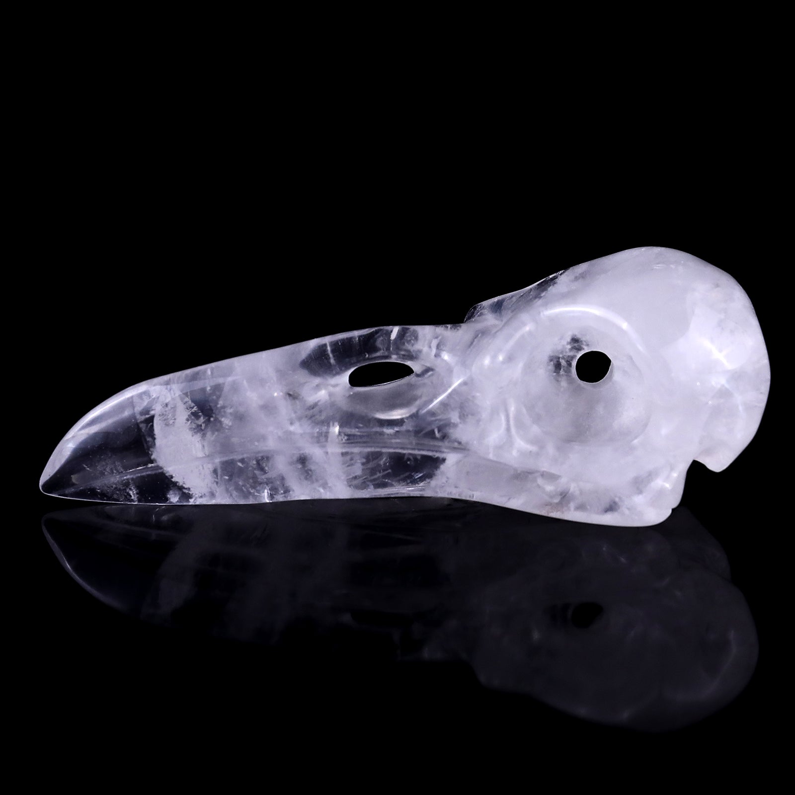 Nicedony 4.7" Angolan Quartz Hand Carved Raven Skull Sculpture - View 4