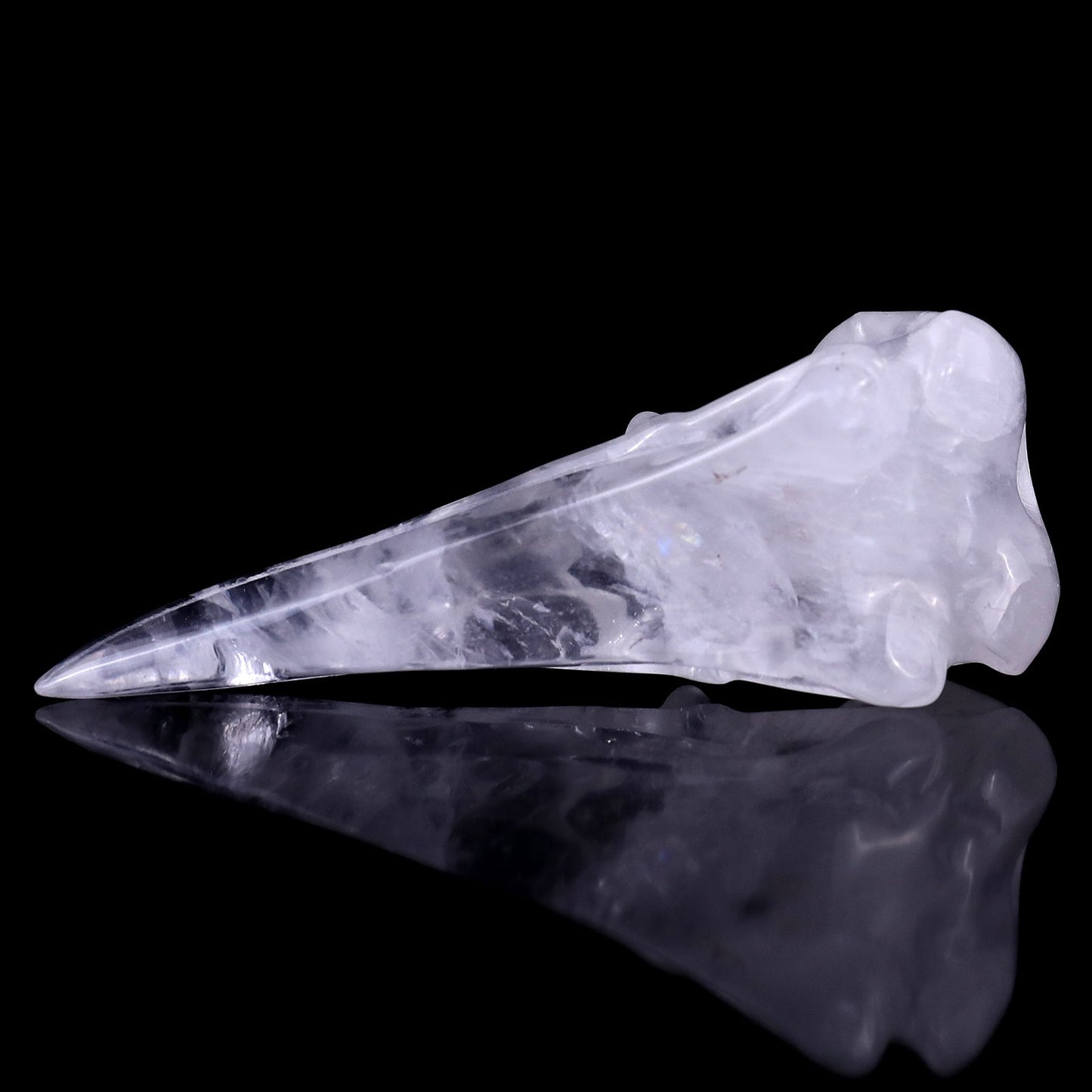 Nicedony 4.7" Angolan Quartz Hand Carved Raven Skull Sculpture - View 6