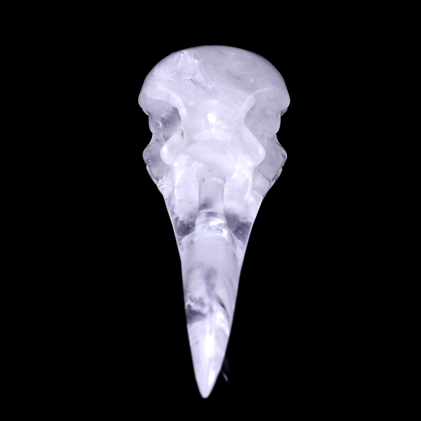 Nicedony 4.7" Angolan Quartz Hand Carved Raven Skull Sculpture - View 2