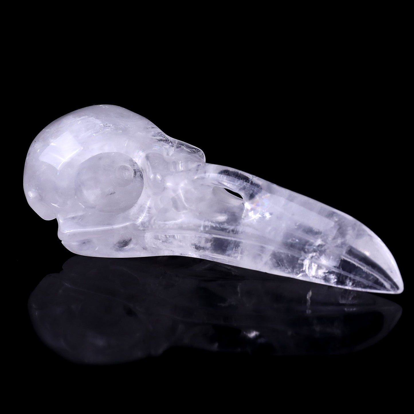 Nicedony 4.7" Angolan Quartz Hand Carved Raven Skull Sculpture