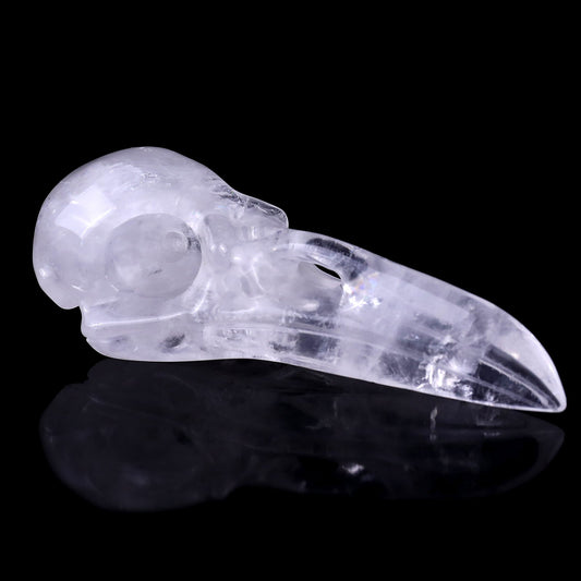 Nicedony 4.7" Angolan Quartz Hand Carved Raven Skull Sculpture