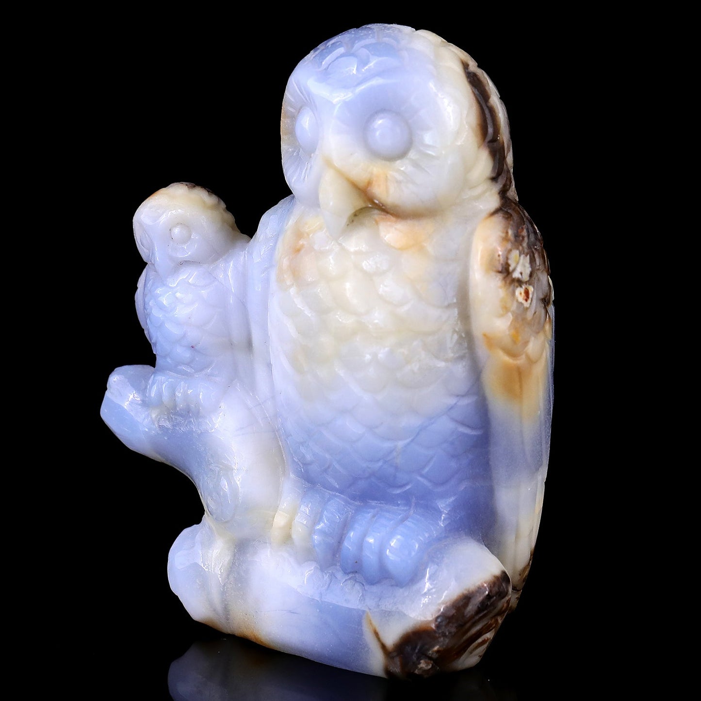 Nicedony 4.7" Blue Chalcedony Hand Carved Crystal Owl Sculpture - View 7