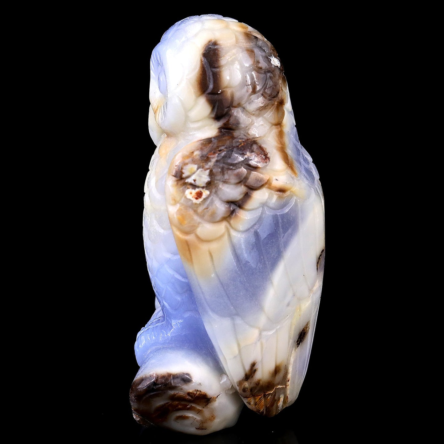Nicedony 4.7" Blue Chalcedony Hand Carved Crystal Owl Sculpture - View 4