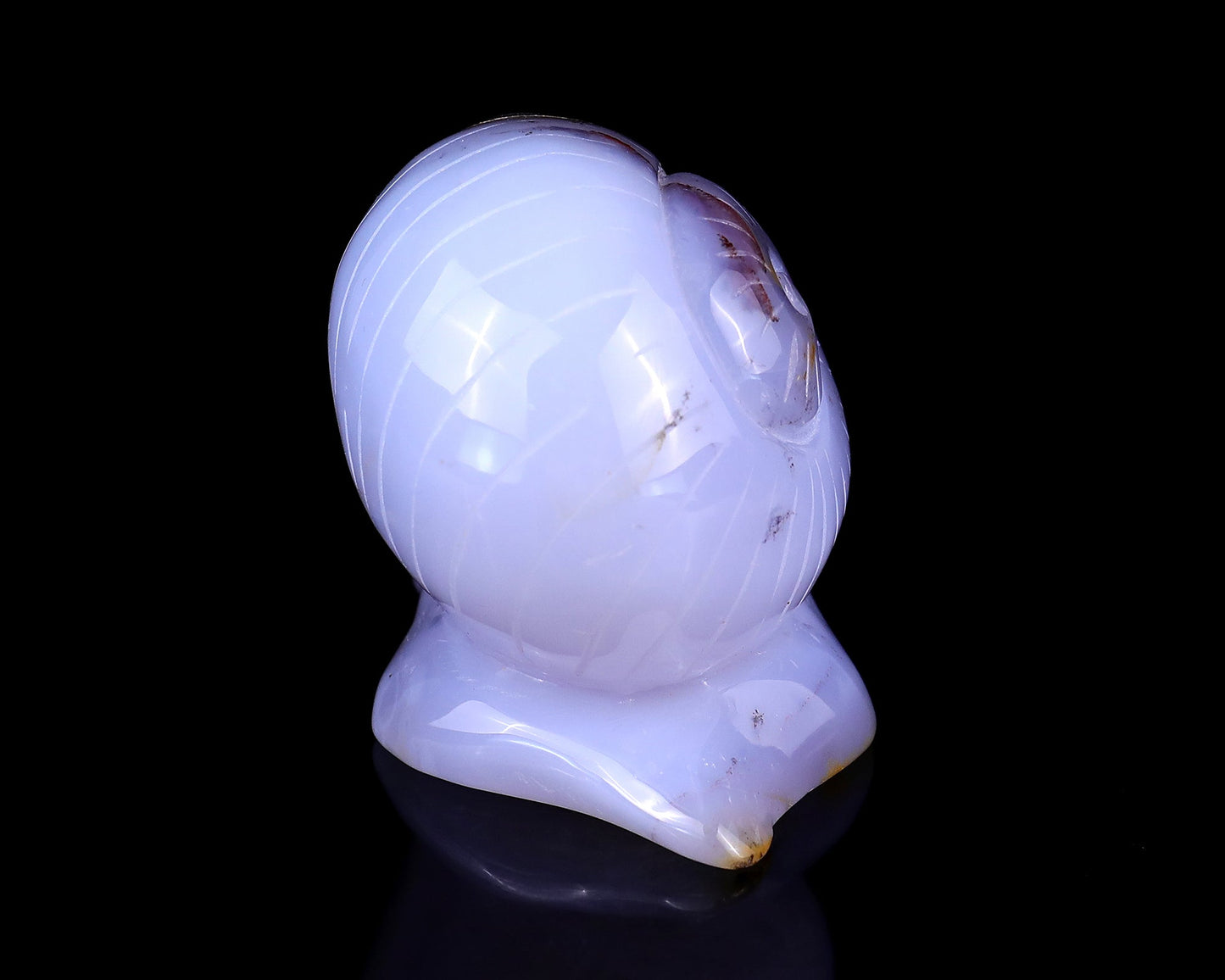 Nicedony 4.7" Blue Chalcedony Hand Carved Crystal Snail Sculpture - View 5