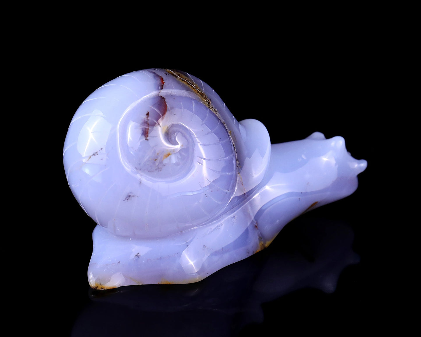 Nicedony 4.7" Blue Chalcedony Hand Carved Crystal Snail Sculpture - View 4