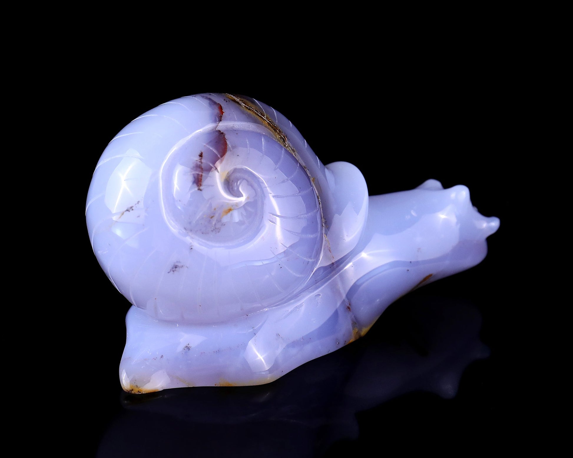 Nicedony 4.7" Blue Chalcedony Hand Carved Crystal Snail Sculpture - View 4