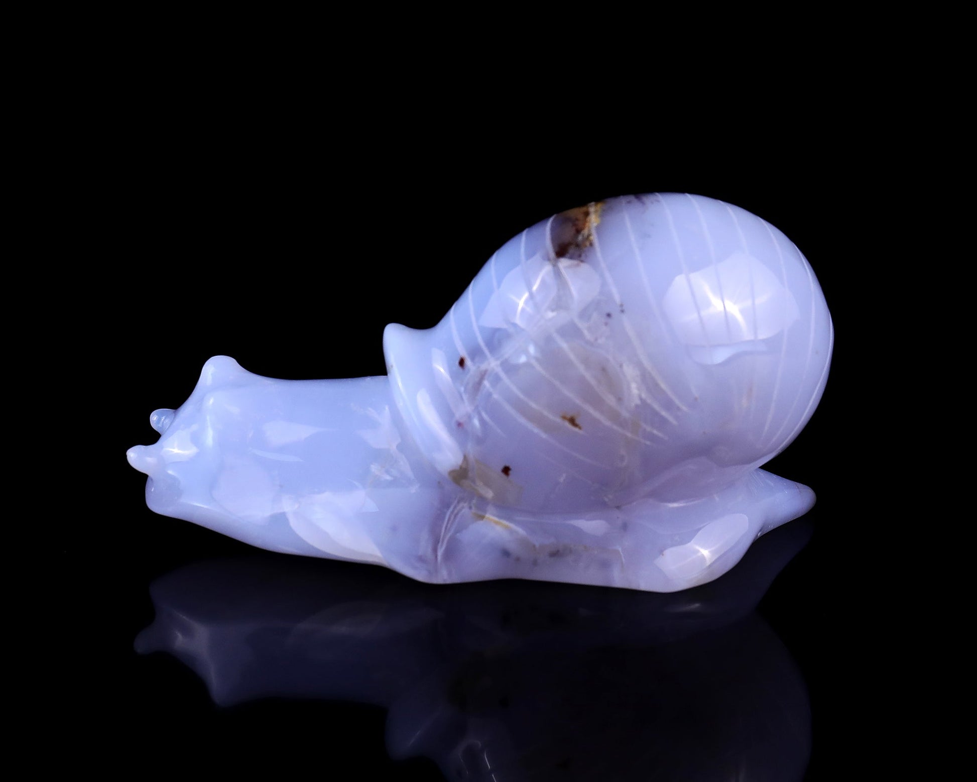 Nicedony 4.7" Blue Chalcedony Hand Carved Crystal Snail Sculpture - View 7