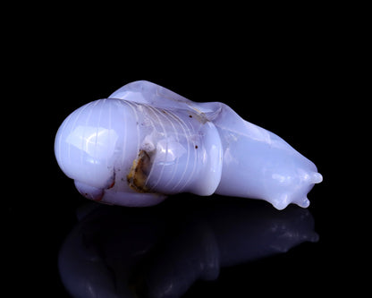 Nicedony 4.7" Blue Chalcedony Hand Carved Crystal Snail Sculpture - View 9