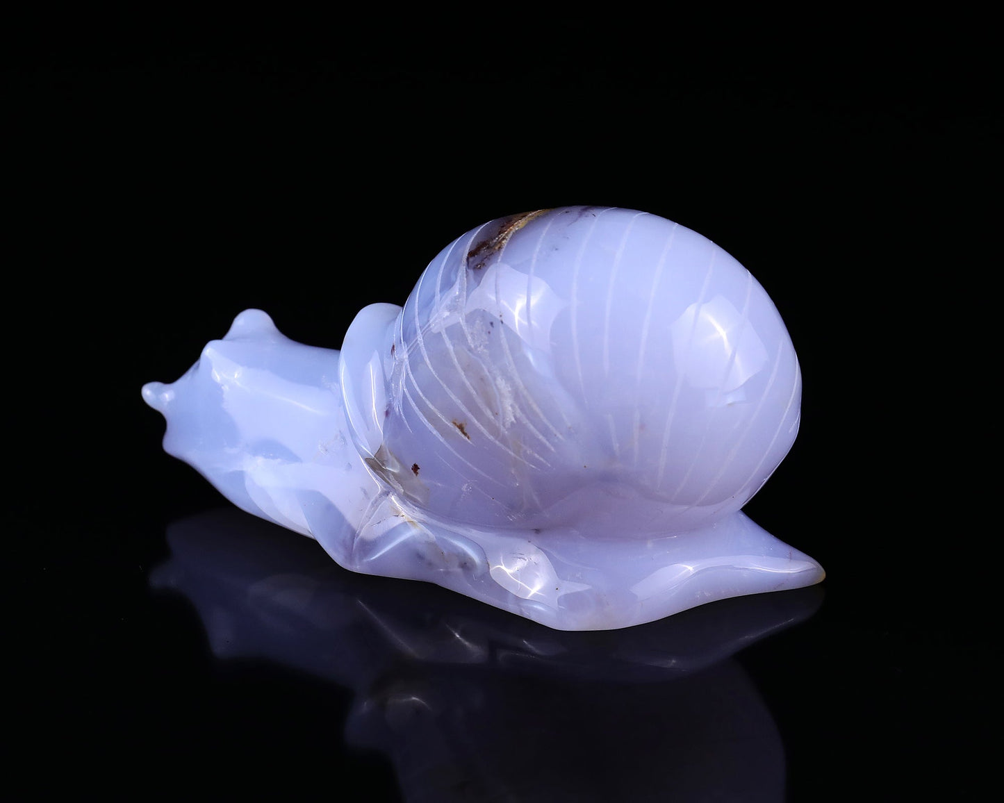 Nicedony 4.7" Blue Chalcedony Hand Carved Crystal Snail Sculpture - View 6