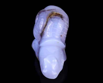 Nicedony 4.7" Blue Chalcedony Hand Carved Crystal Snail Sculpture - View 2