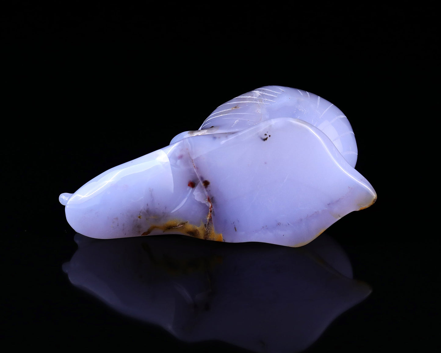 Nicedony 4.7" Blue Chalcedony Hand Carved Crystal Snail Sculpture - View 8