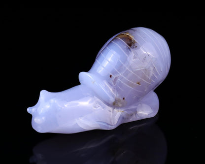 Nicedony 4.7" Blue Chalcedony Hand Carved Crystal Snail Sculpture - View 10