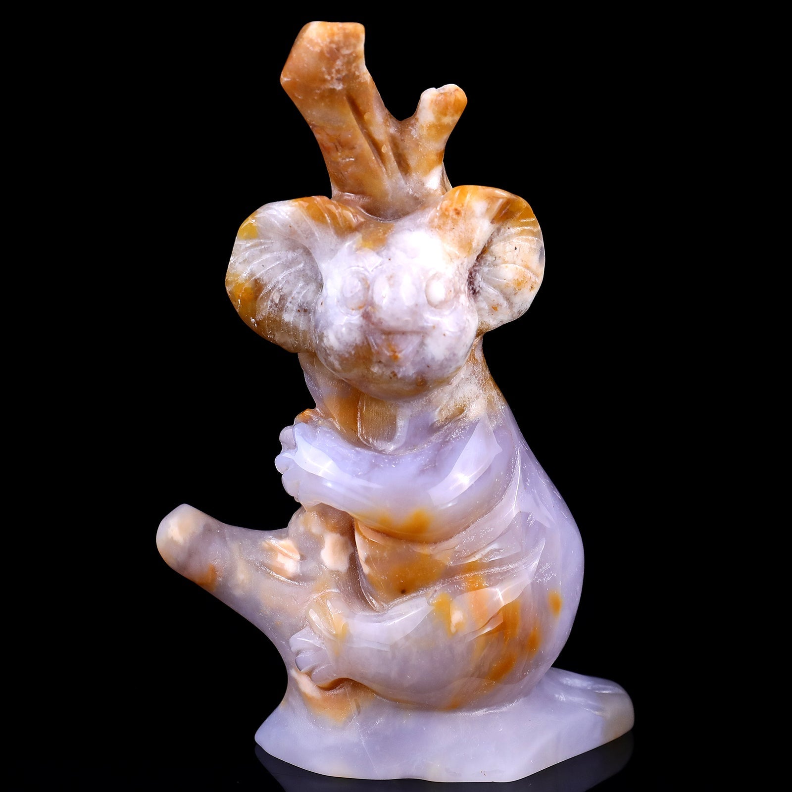 Nicedony 4.7" Chalcedony Hand Carved Crystal Koala Sculpture