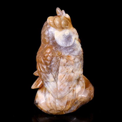 Nicedony 4.7" Chalcedony Hand Carved Crystal Owl Sculpture - View 4