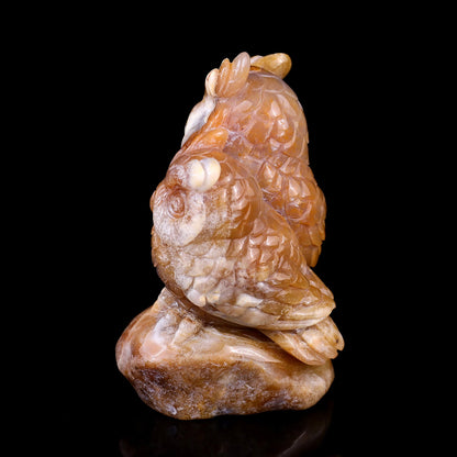 Nicedony 4.7" Chalcedony Hand Carved Crystal Owl Sculpture - View 6
