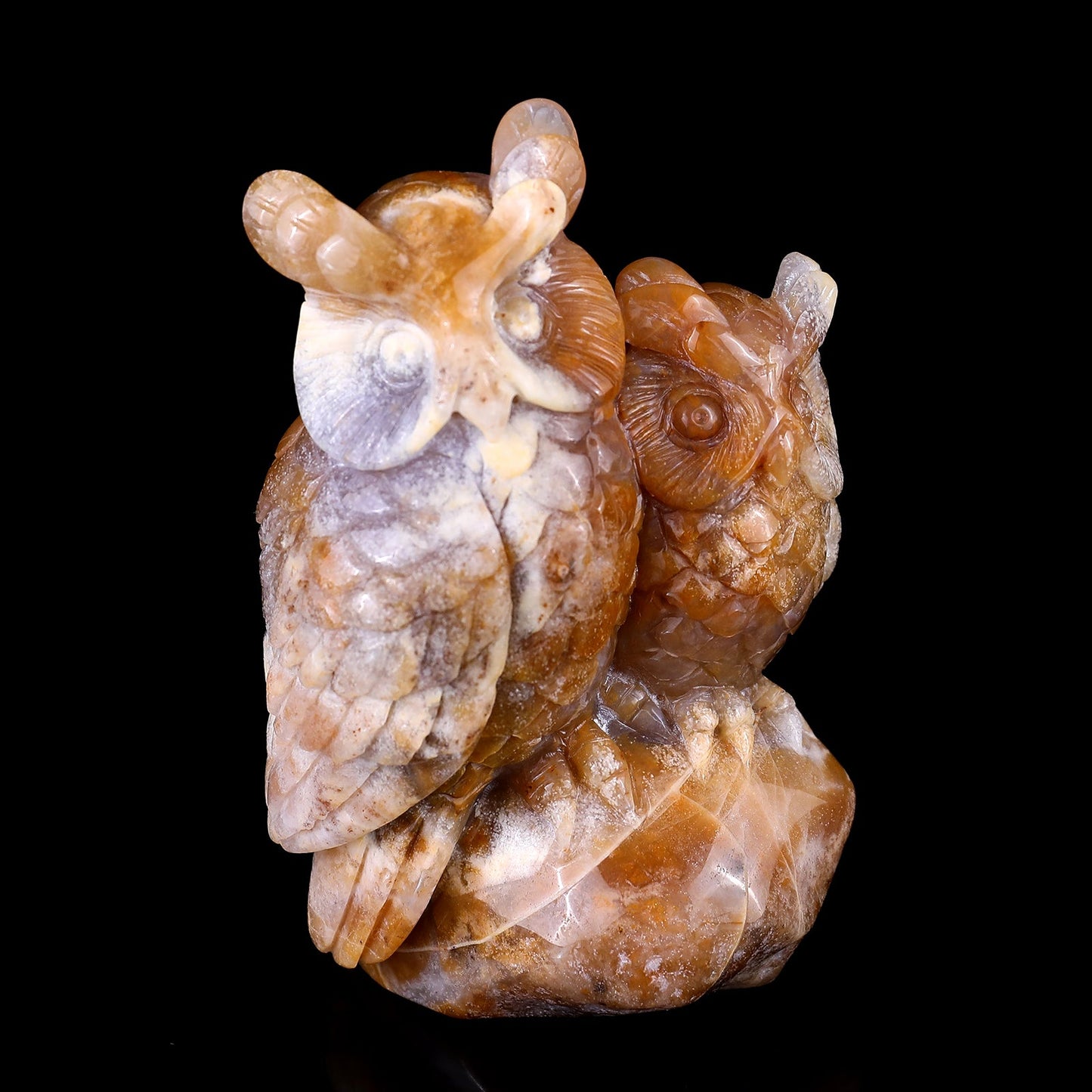 Nicedony 4.7" Chalcedony Hand Carved Crystal Owl Sculpture - View 8