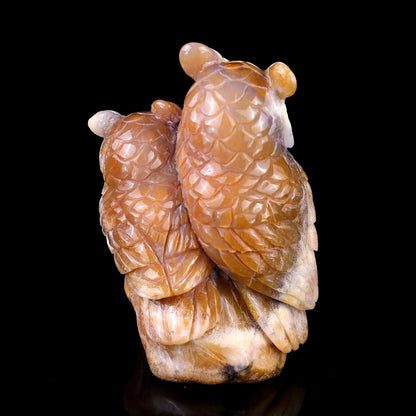 Nicedony 4.7" Chalcedony Hand Carved Crystal Owl Sculpture - View 5