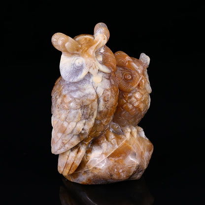 Nicedony 4.7" Chalcedony Hand Carved Crystal Owl Sculpture - View 2