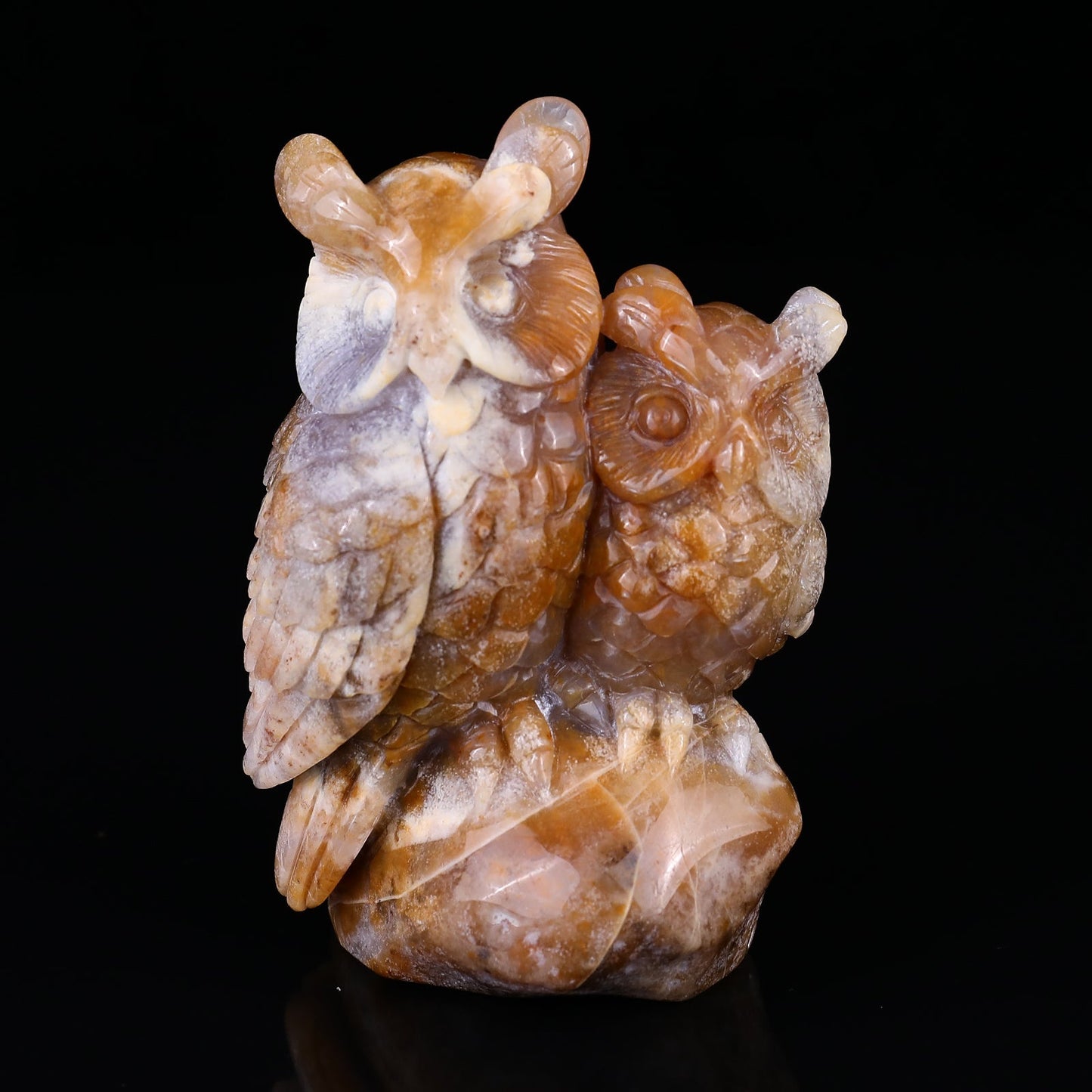 Nicedony 4.7" Chalcedony Hand Carved Crystal Owl Sculpture