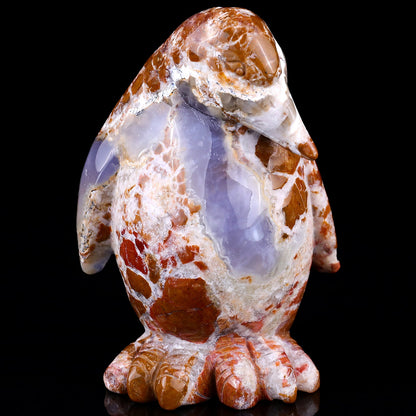 Nicedony 4.7" Chalcedony Hand Carved Crystal Penguin Sculpture