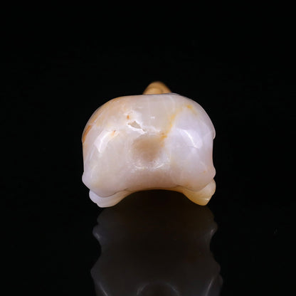 Nicedony 4.7" Chalcedony Hand Carved Crystal Raven Skull Sculpture - View 5