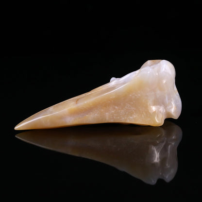 Nicedony 4.7" Chalcedony Hand Carved Crystal Raven Skull Sculpture - View 6