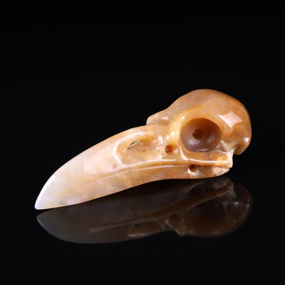 Nicedony 4.7" Chalcedony Hand Carved Crystal Raven Skull Sculpture - View 13