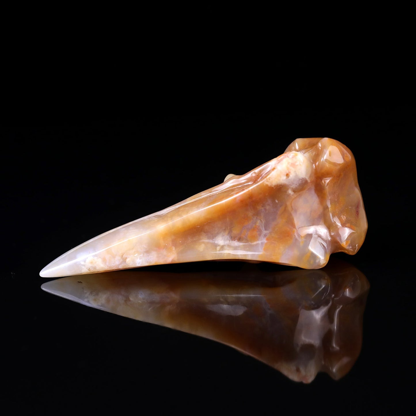 Nicedony 4.7" Chalcedony Hand Carved Crystal Raven Skull Sculpture - View 11