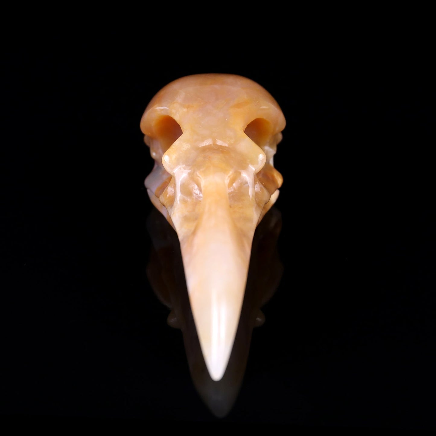 Nicedony 4.7" Chalcedony Hand Carved Crystal Raven Skull Sculpture - View 12