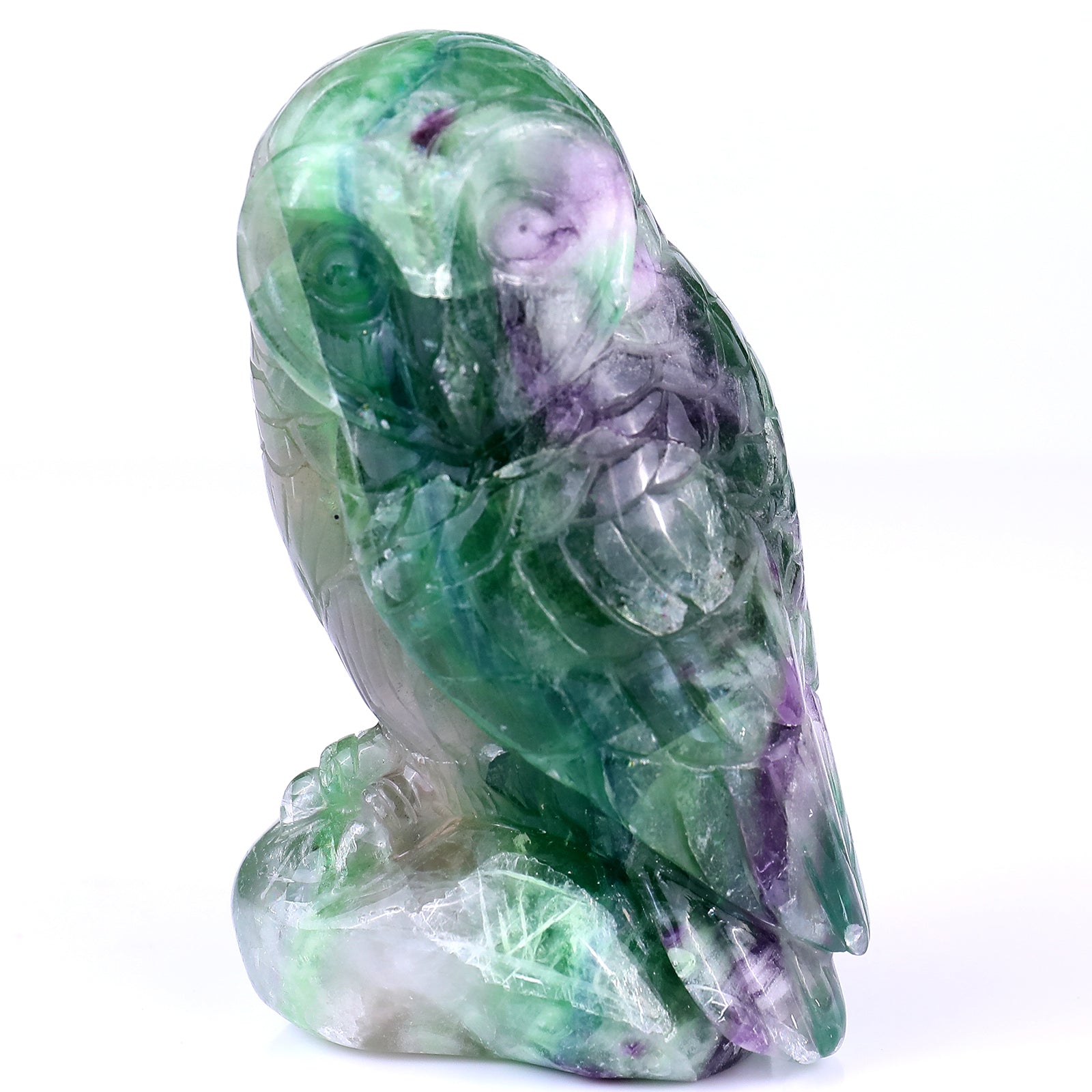 Nicedony 4.7" Colorful Fluorite Hand Carved Crystal Parrot Sculpture - View 2