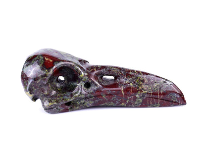 Nicedony 4.7" Dragon Blood Jasper Hand Carved Raven Skull Sculpture - View 3