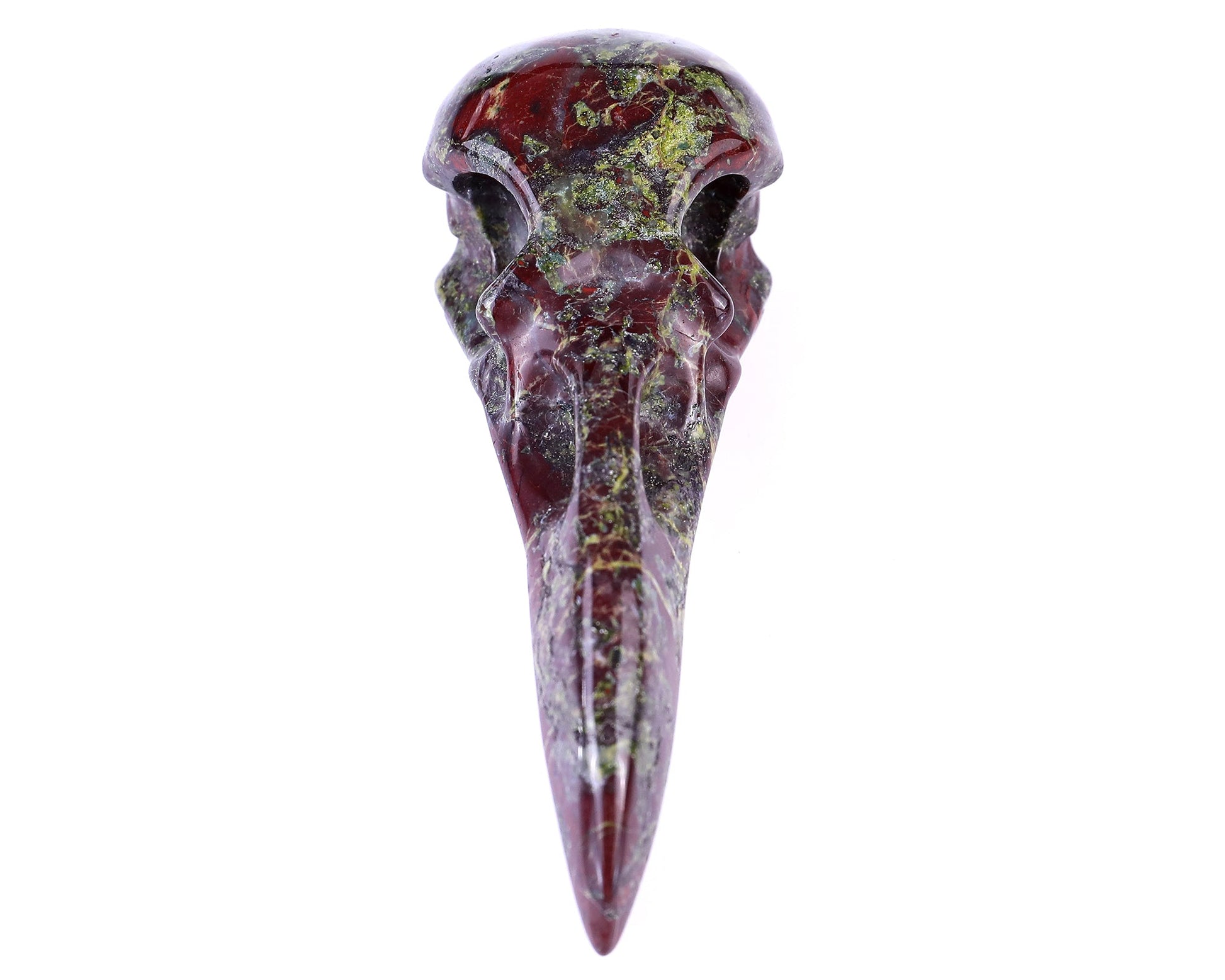Nicedony 4.7" Dragon Blood Jasper Hand Carved Raven Skull Sculpture - View 2