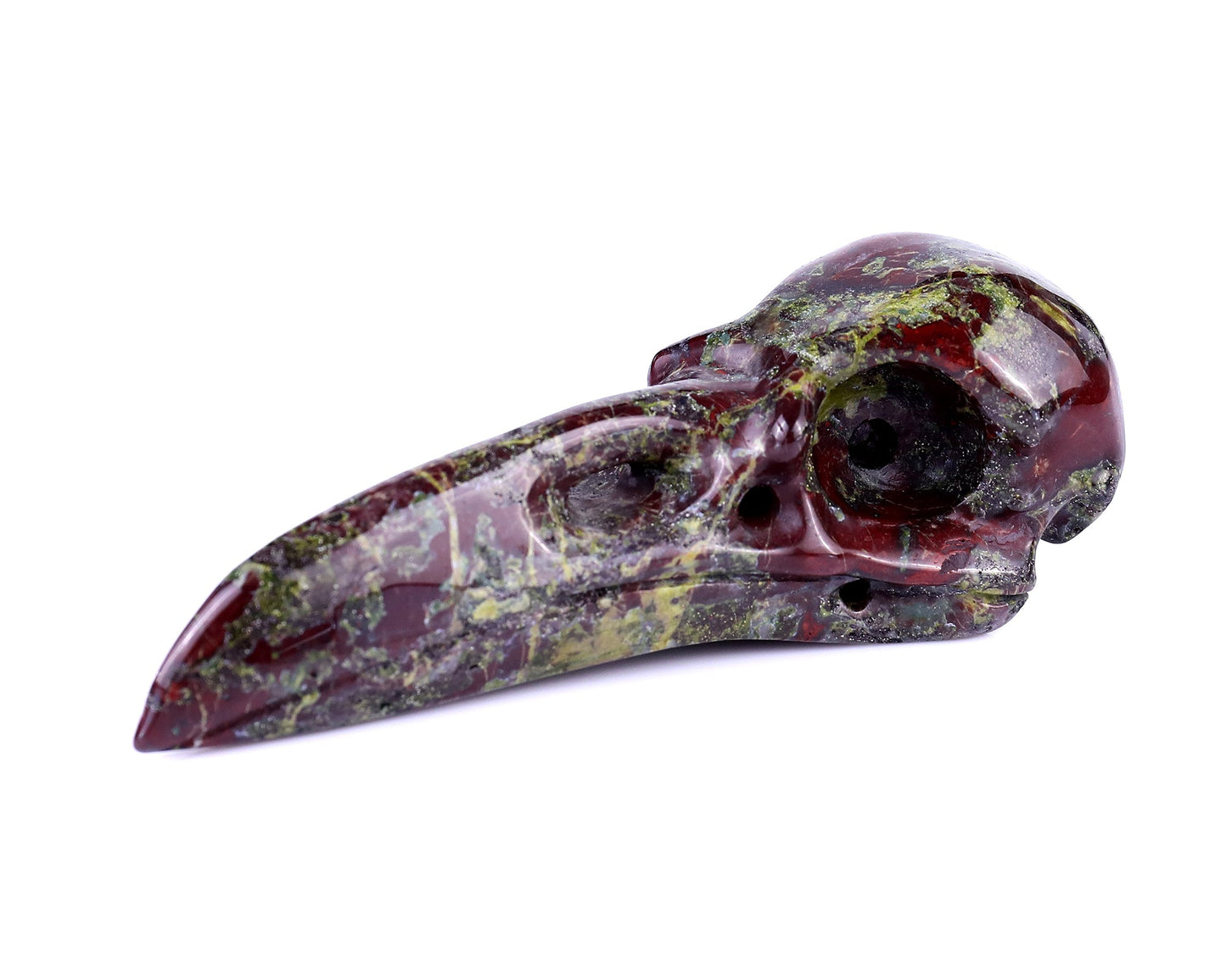 Nicedony 4.7" Dragon Blood Jasper Hand Carved Raven Skull Sculpture - View 7