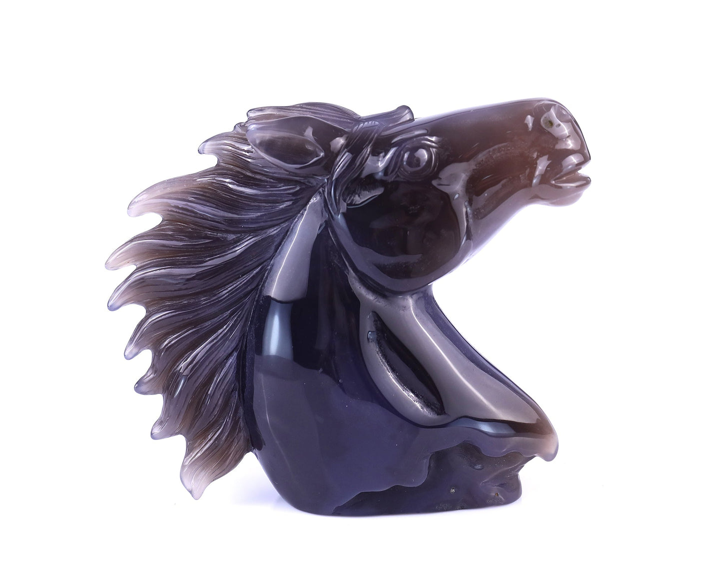 Nicedony 4.7" Geode Agate Hand Carved Crystal Horse Head Sculpture - View 4