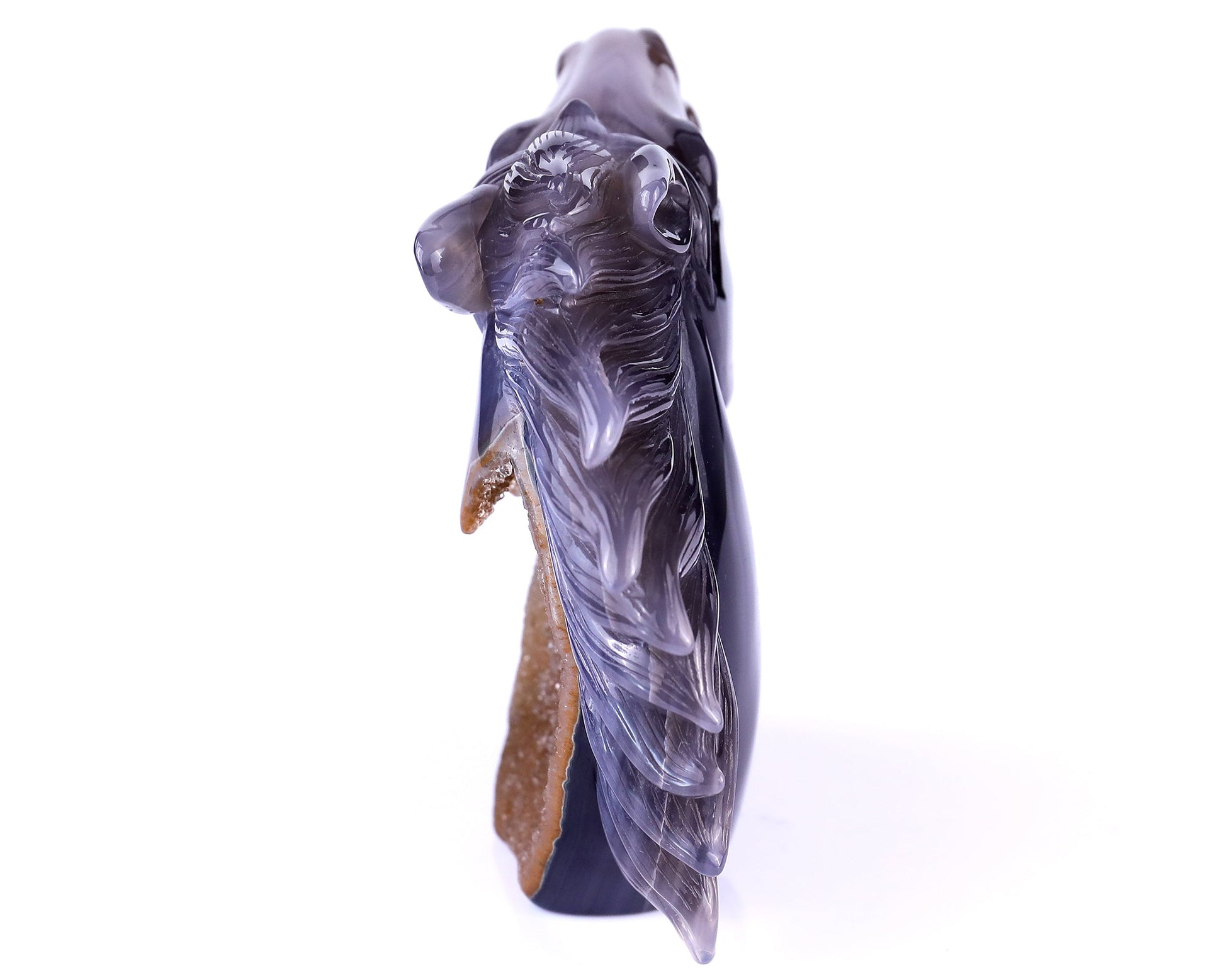Nicedony 4.7" Geode Agate Hand Carved Crystal Horse Head Sculpture - View 5
