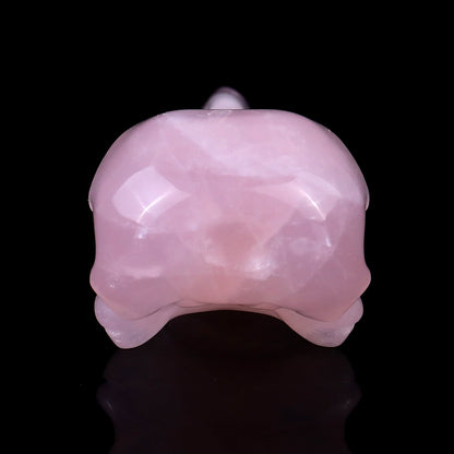 Nicedony 4.7" Rose Quartz Hand Carved Crystal Raven Skull Sculpture - View 5