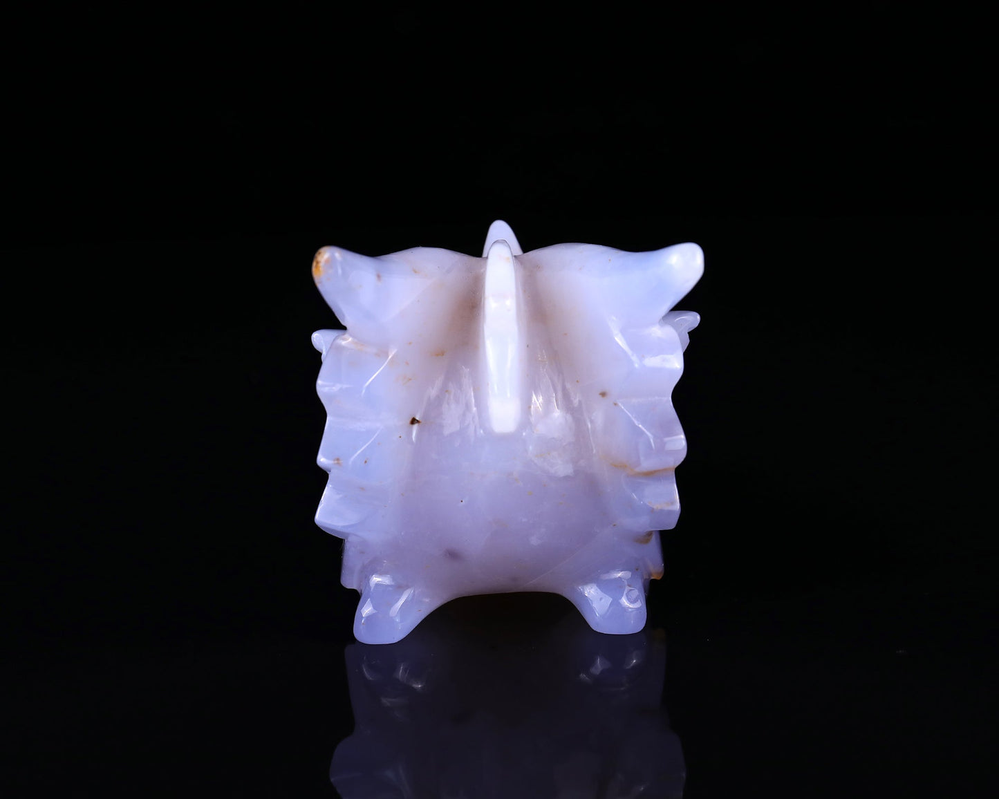 Nicedony 4.8" Blue Chalcedony Hand Carved Dragon Skull Sculpture - View 12