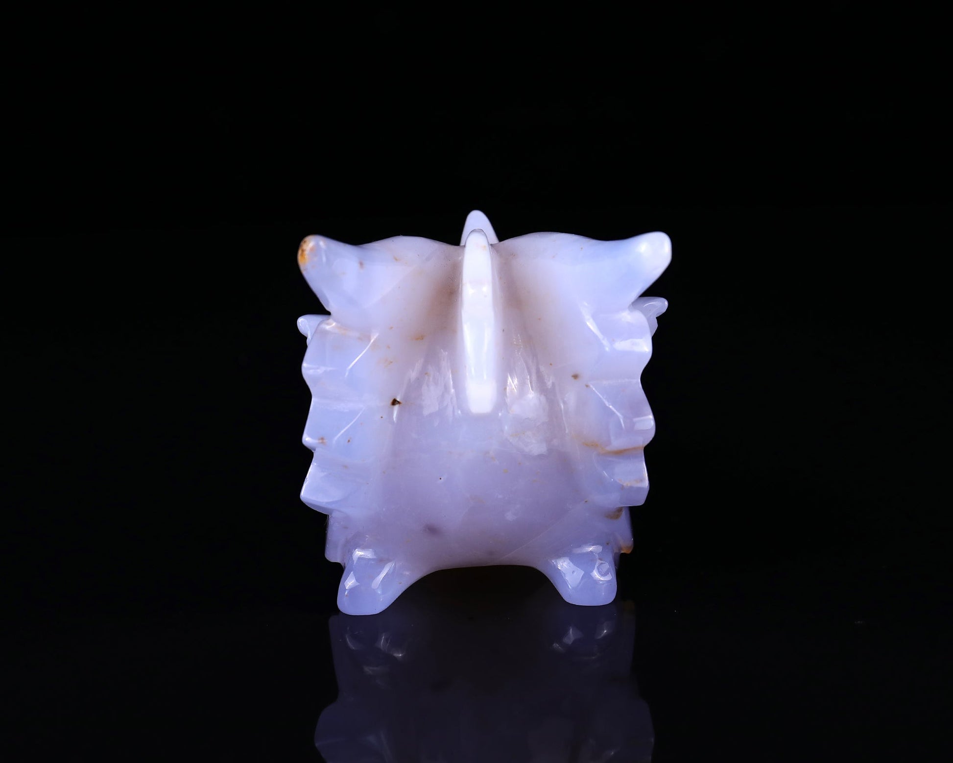 Nicedony 4.8" Blue Chalcedony Hand Carved Dragon Skull Sculpture - View 12