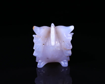 Nicedony 4.8" Blue Chalcedony Hand Carved Dragon Skull Sculpture - View 12