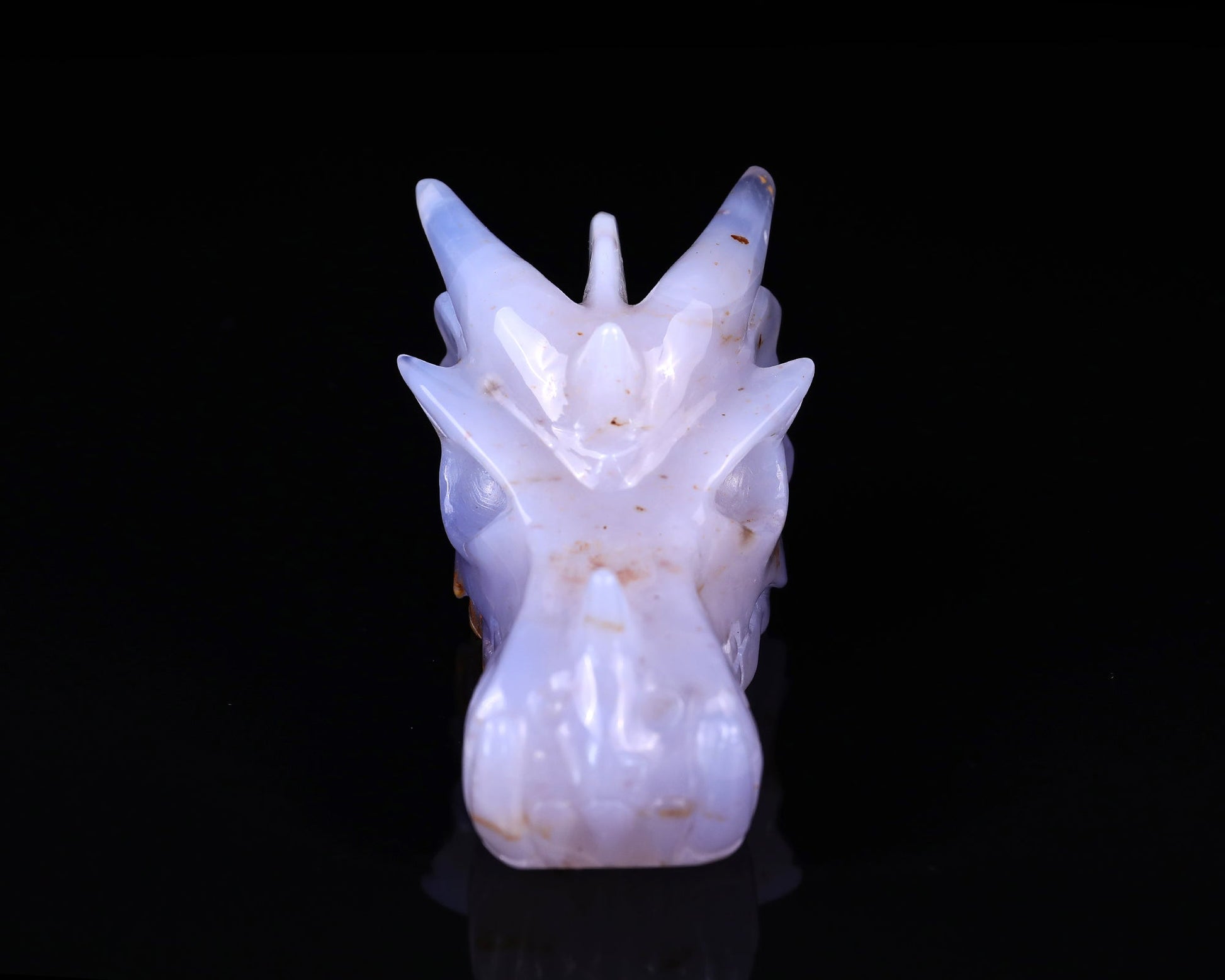 Nicedony 4.8" Blue Chalcedony Hand Carved Dragon Skull Sculpture - View 9
