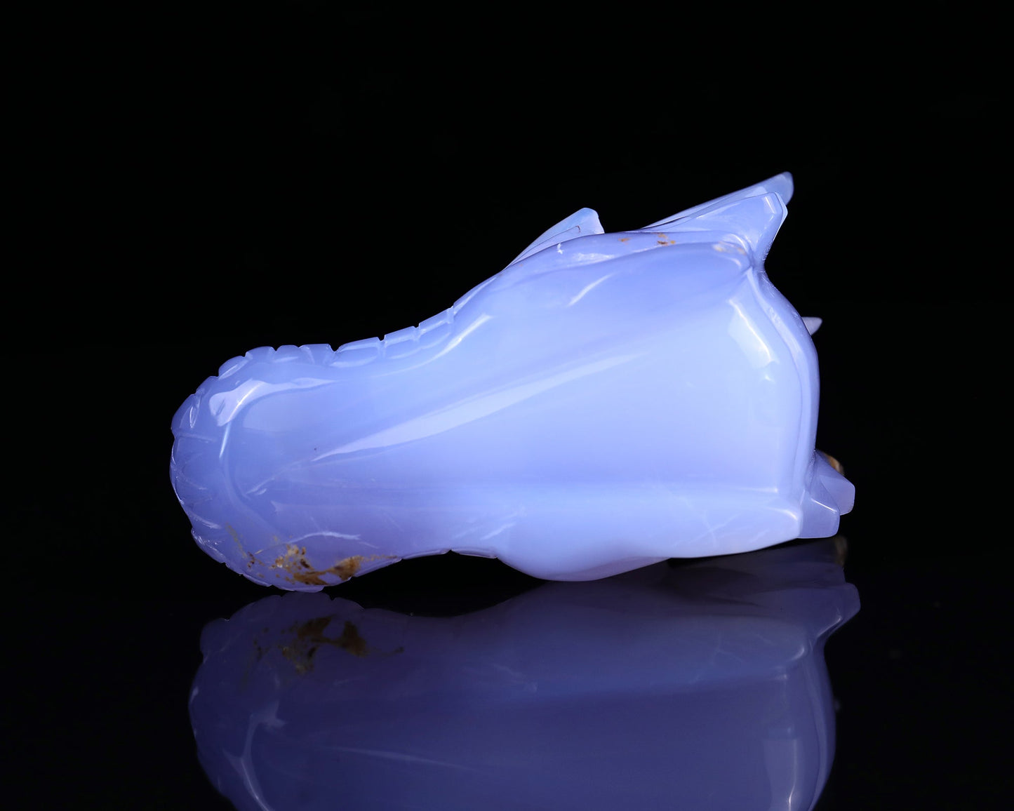 Nicedony 4.8" Blue Chalcedony Hand Carved Dragon Skull Sculpture - View 6