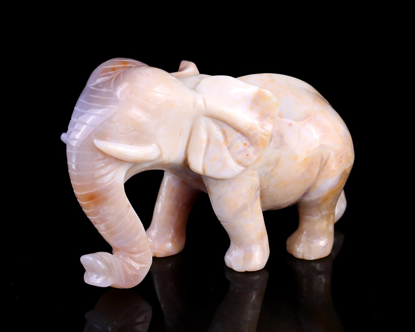 Nicedony 4.8" Chalcedony Hand Carved Crystal Elephant Sculpture - View 10