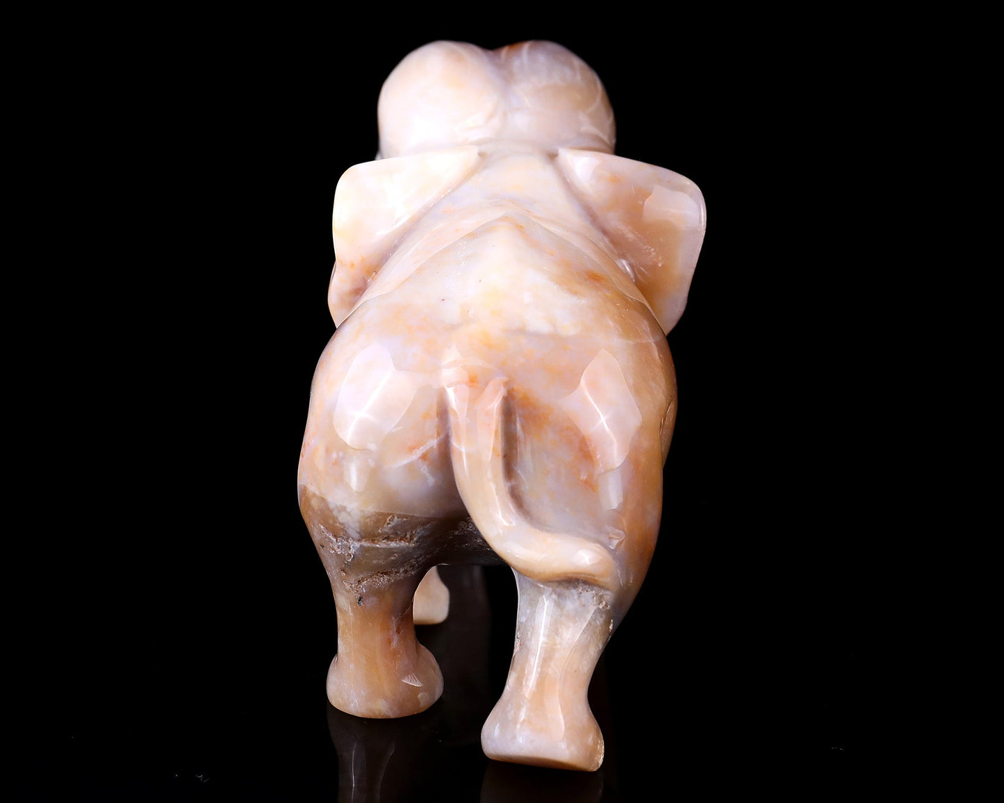 Nicedony 4.8" Chalcedony Hand Carved Crystal Elephant Sculpture - View 5