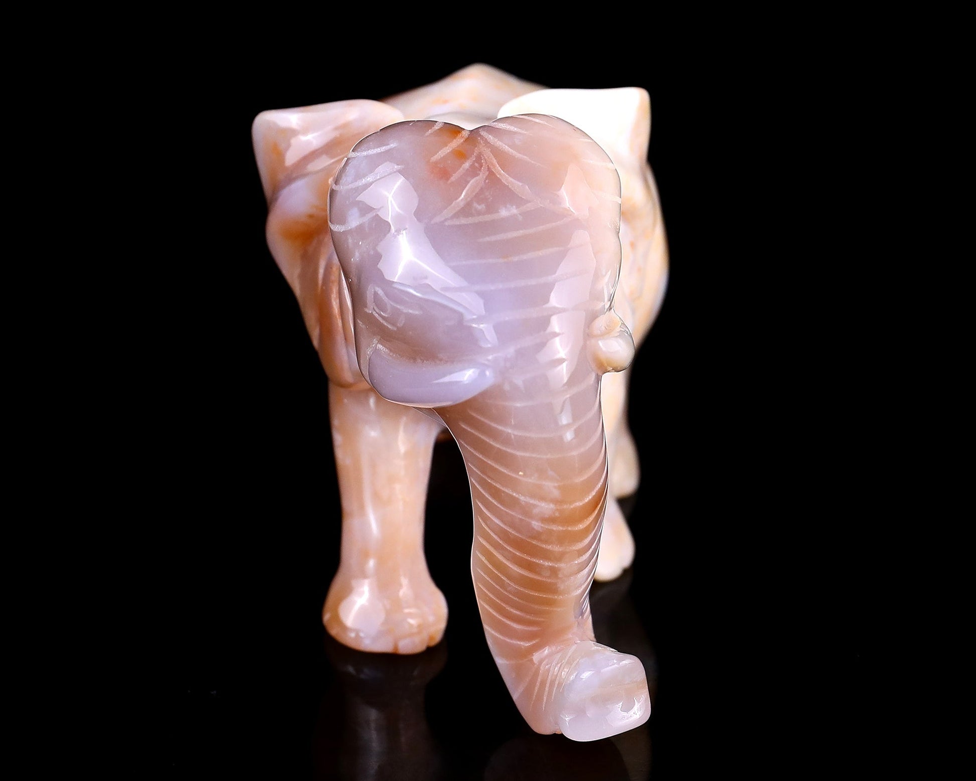Nicedony 4.8" Chalcedony Hand Carved Crystal Elephant Sculpture - View 2