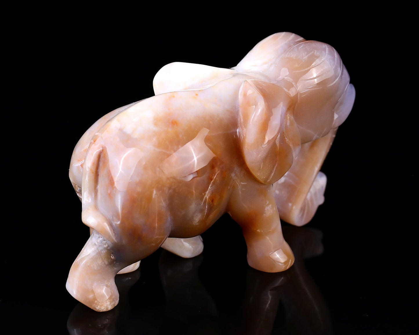 Nicedony 4.8" Chalcedony Hand Carved Crystal Elephant Sculpture - View 4