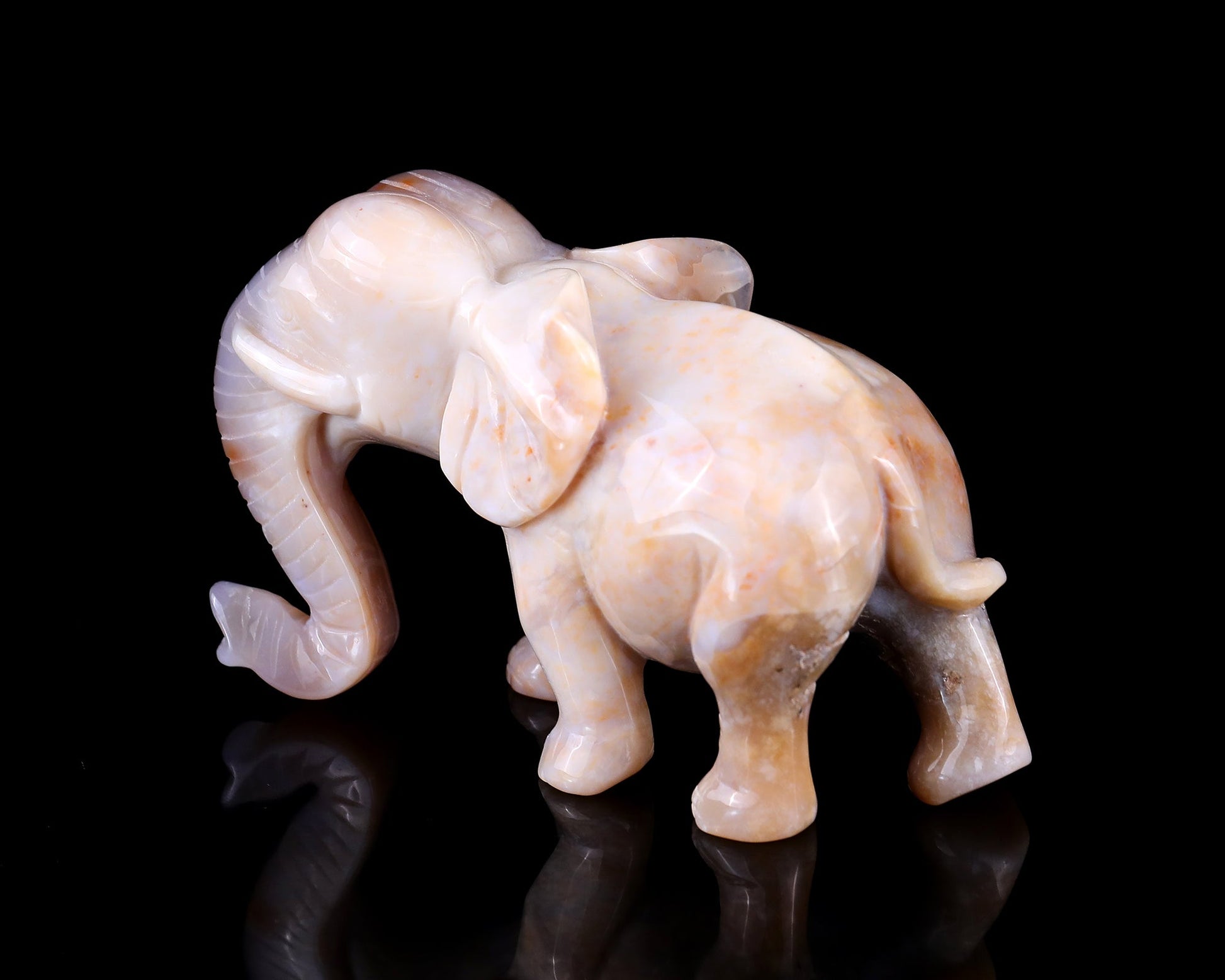 Nicedony 4.8" Chalcedony Hand Carved Crystal Elephant Sculpture - View 6