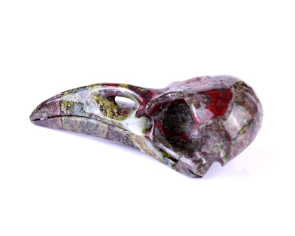 Nicedony 4.8" Dragon Blood Jasper Hand Carved Crystal Raven Skull Sculpture - View 6