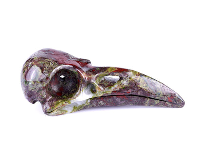 Nicedony 4.8" Dragon Blood Jasper Hand Carved Crystal Raven Skull Sculpture - View 3