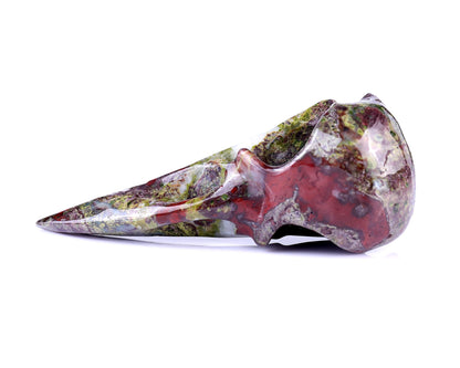 Nicedony 4.8" Dragon Blood Jasper Hand Carved Crystal Raven Skull Sculpture - View 9