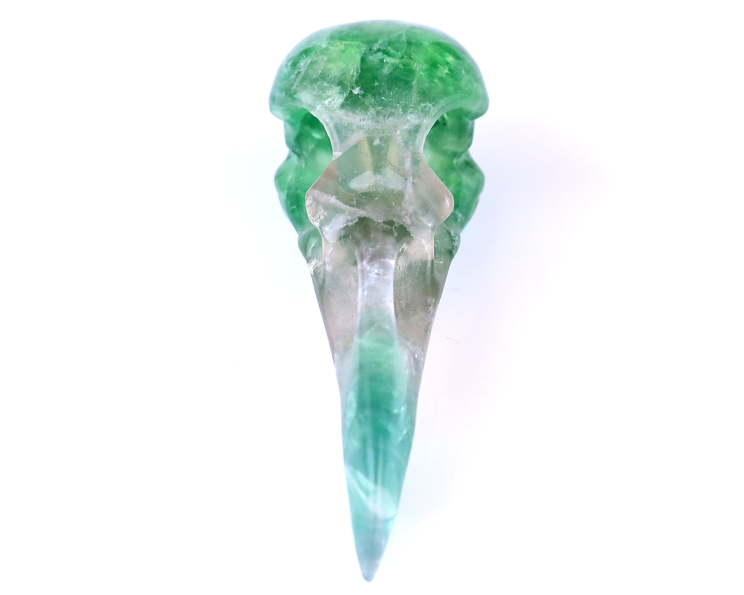 Nicedony 4.8" Fluorite Hand Carved Crystal Raven Skull Sculpture - View 2